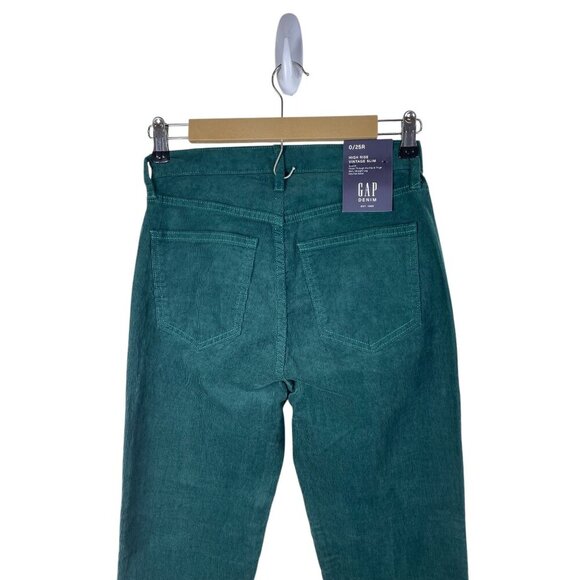 Gap Corduroy Vintage High Rise Slim Green 0/25 - Picture 7 of 11